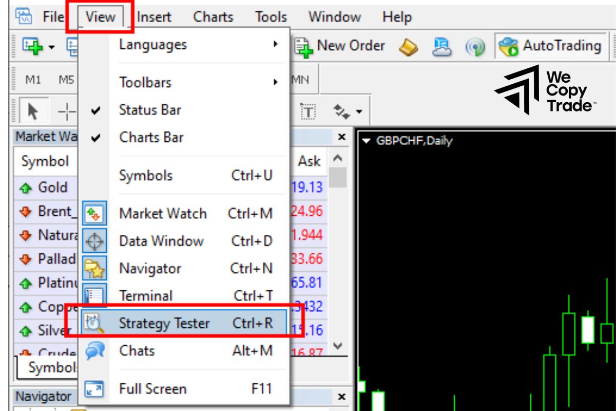 Launch the Strategy Tester