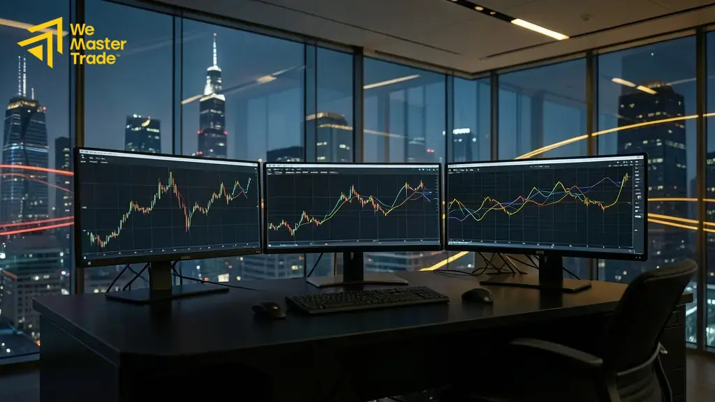 رسم توضيحي يربط بين العميل والسوق عبر بروكر وسيط