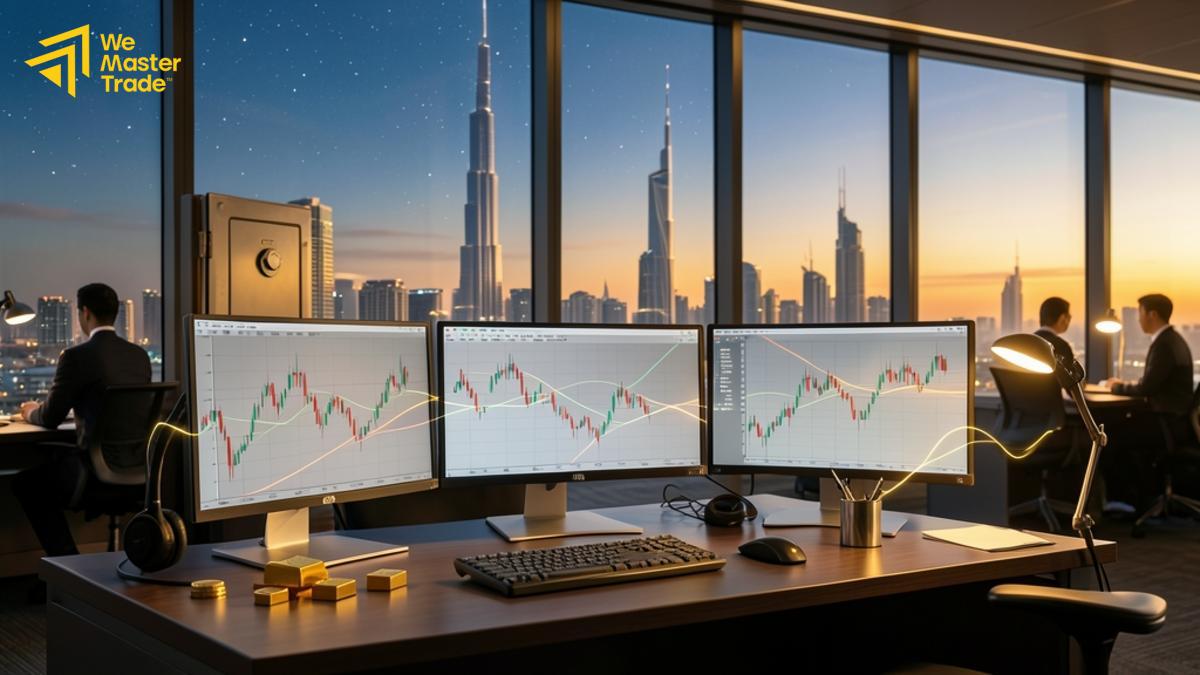مستثمر يراجع منصة تداول الأسهم في سوق دبي المالي على الحاسوب
