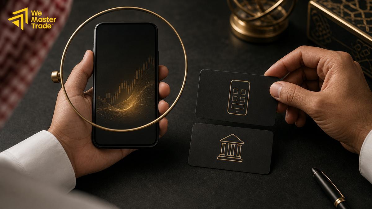 تطبيق تداول على الهاتف الذكي يعرض الرسوم البيانية وأدوات التحليل الفني للمتداول العربي