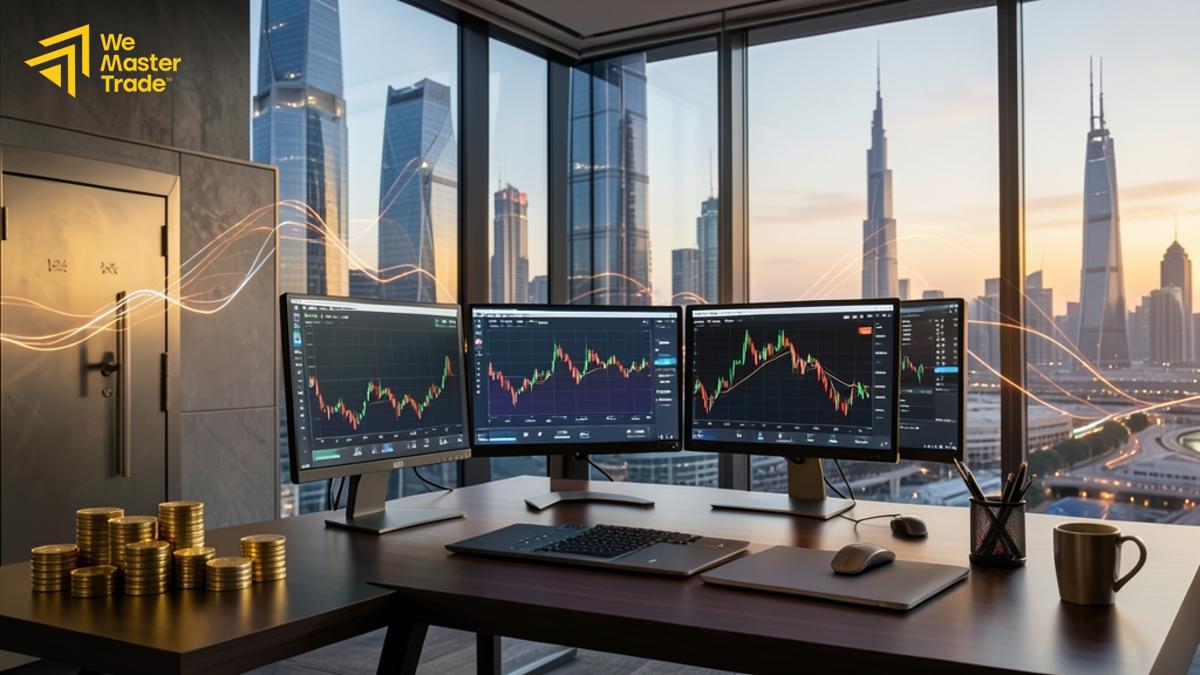 مبتدئ يستخدم تطبيق تداول على الهاتف لمتابعة الأسهم والفوركس في الإمارات