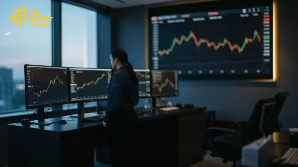 مؤشر RSI مضاف على الشارت أسفل حركة السعر مع مستويات 70 و30