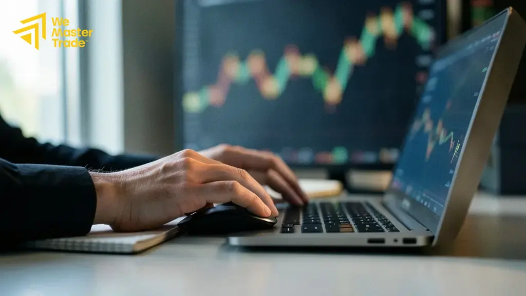 رسم توضيحي لمؤشر MACD وخط الإشارة أسفل الرسم البياني للسعر
