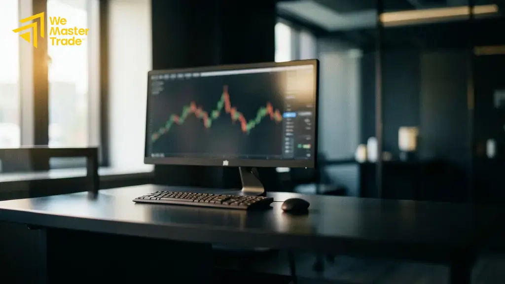متداول مبتدئ يتدرب على استراتيجية داخل حساب تجريبي للتداول فوركس