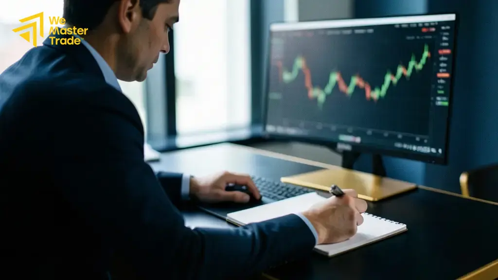 متداول عربي يحلل أخبار العملات على شاشتين قبل التداول