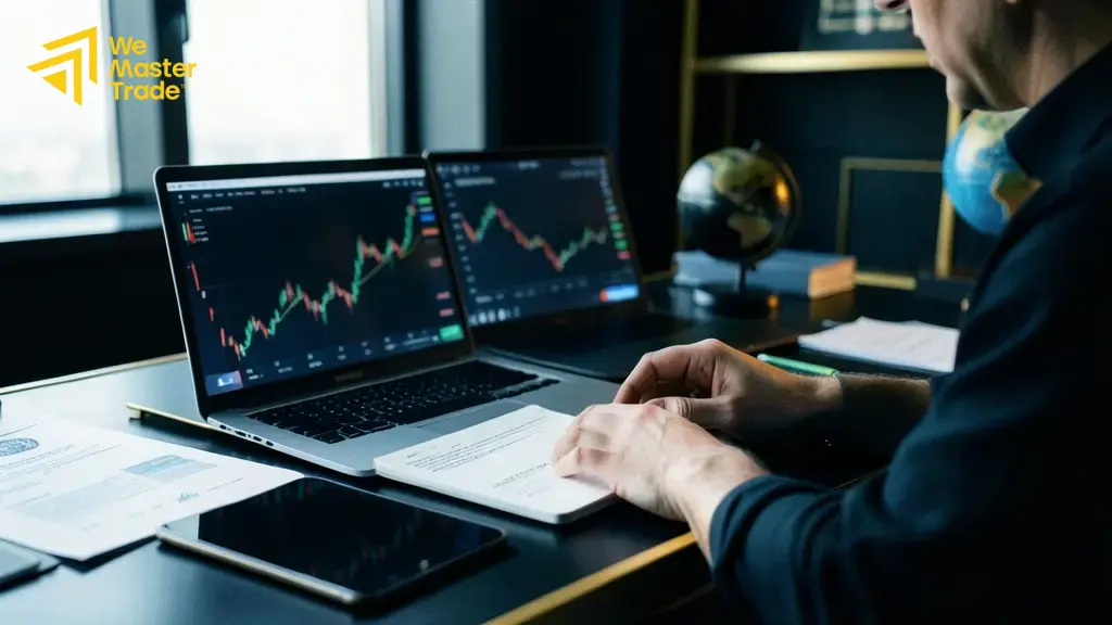 متداول يتابع رد فعل السوق بعد صدور بيانات التضخم على الشاشة
