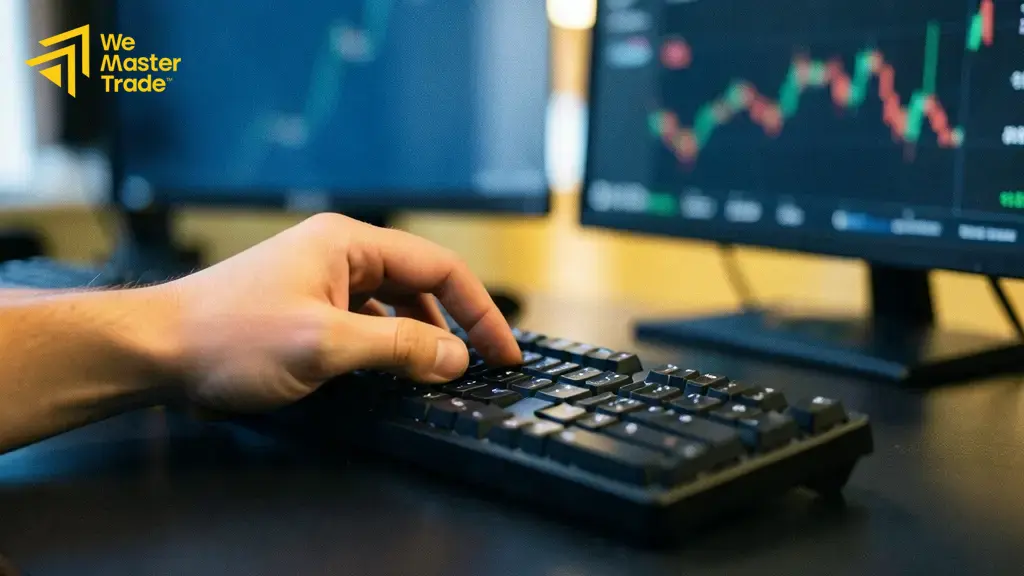 متداول يتابع أسعار النفط الخام على شاشة منصة تداول إلكترونية