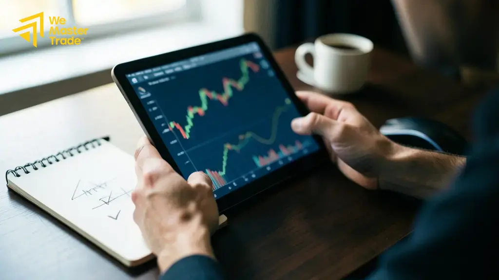 مبتدئ جزائري يتعلم أساسيات التداول أمام الحاسوب