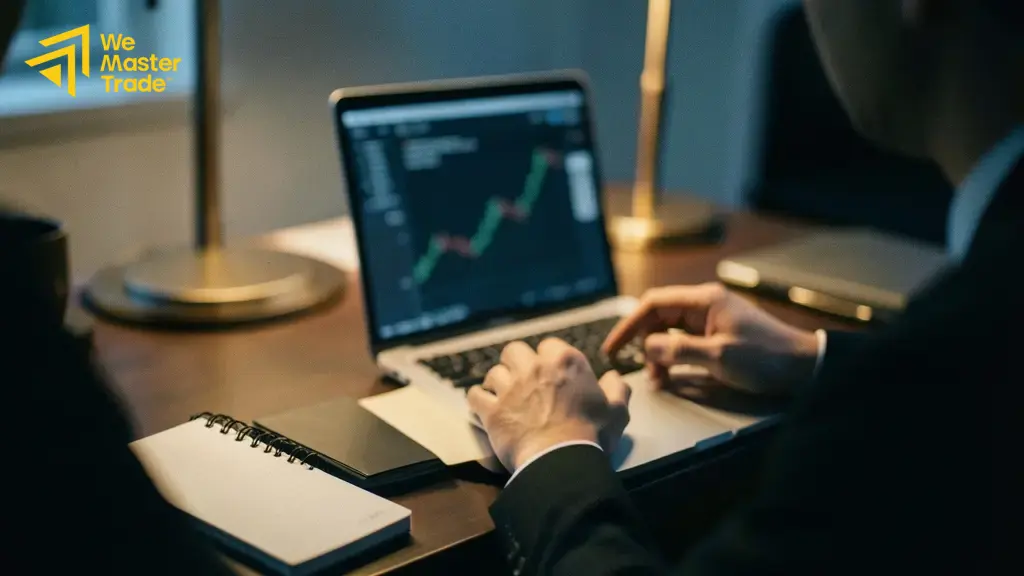 رسم بياني يوضح مؤشر Stochastic وأوامر معلقة في اكسبيرت تداول