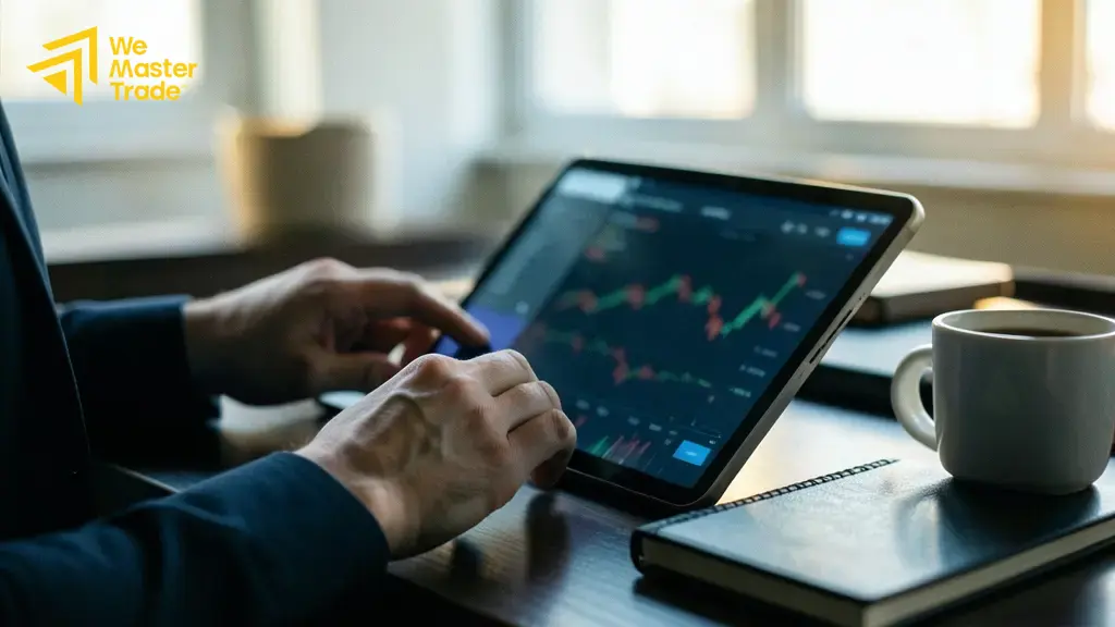 عکس نمودار قیمت فارکس روی صفحه معاملاتی با لپتاپ