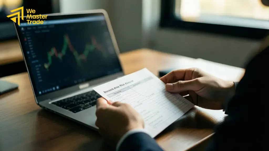 عکس تریدر پشت لپتاپ در حال تحلیل بازار فارکس